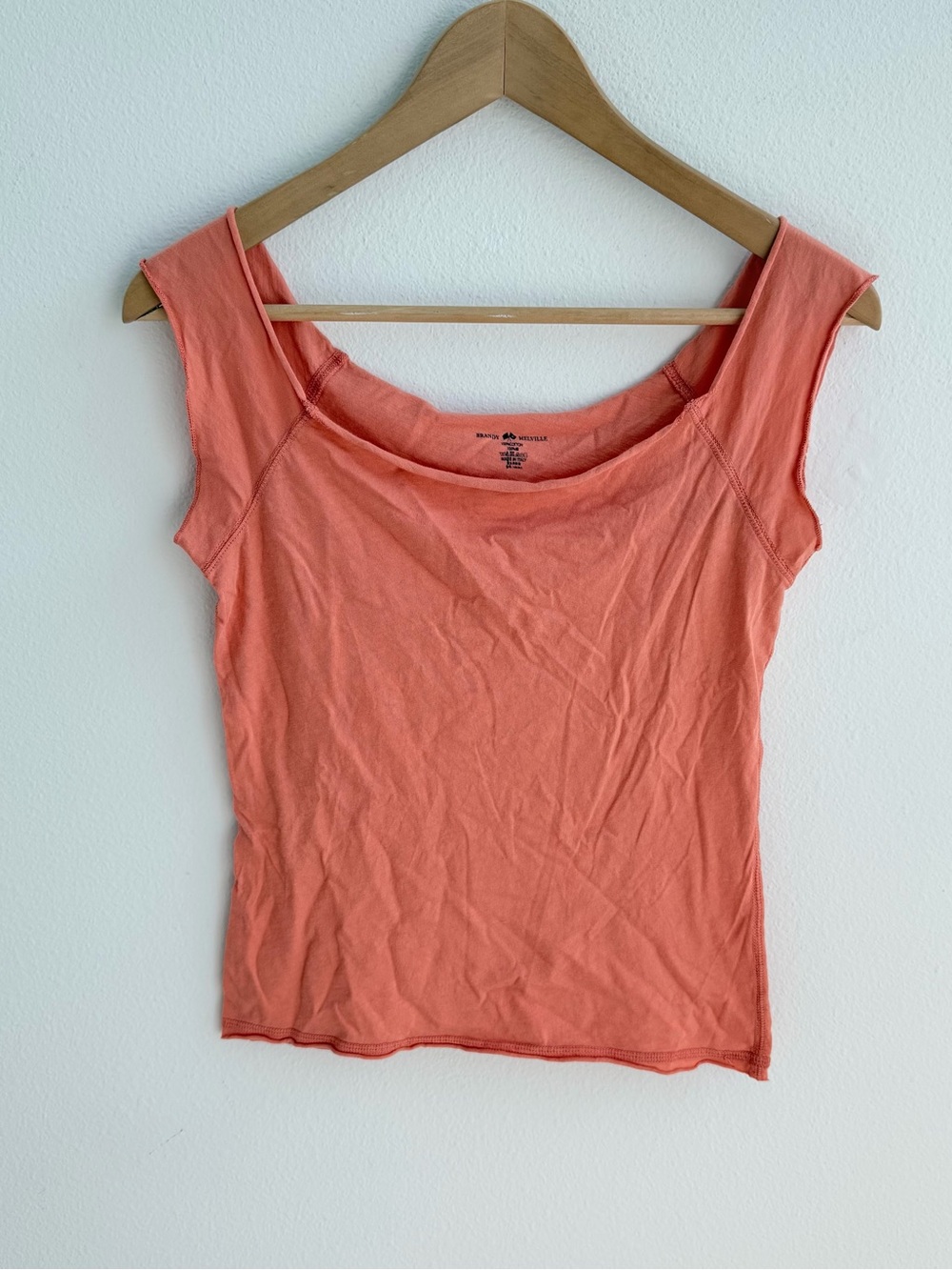 Brandy melville coral off the shoulder scoop tee